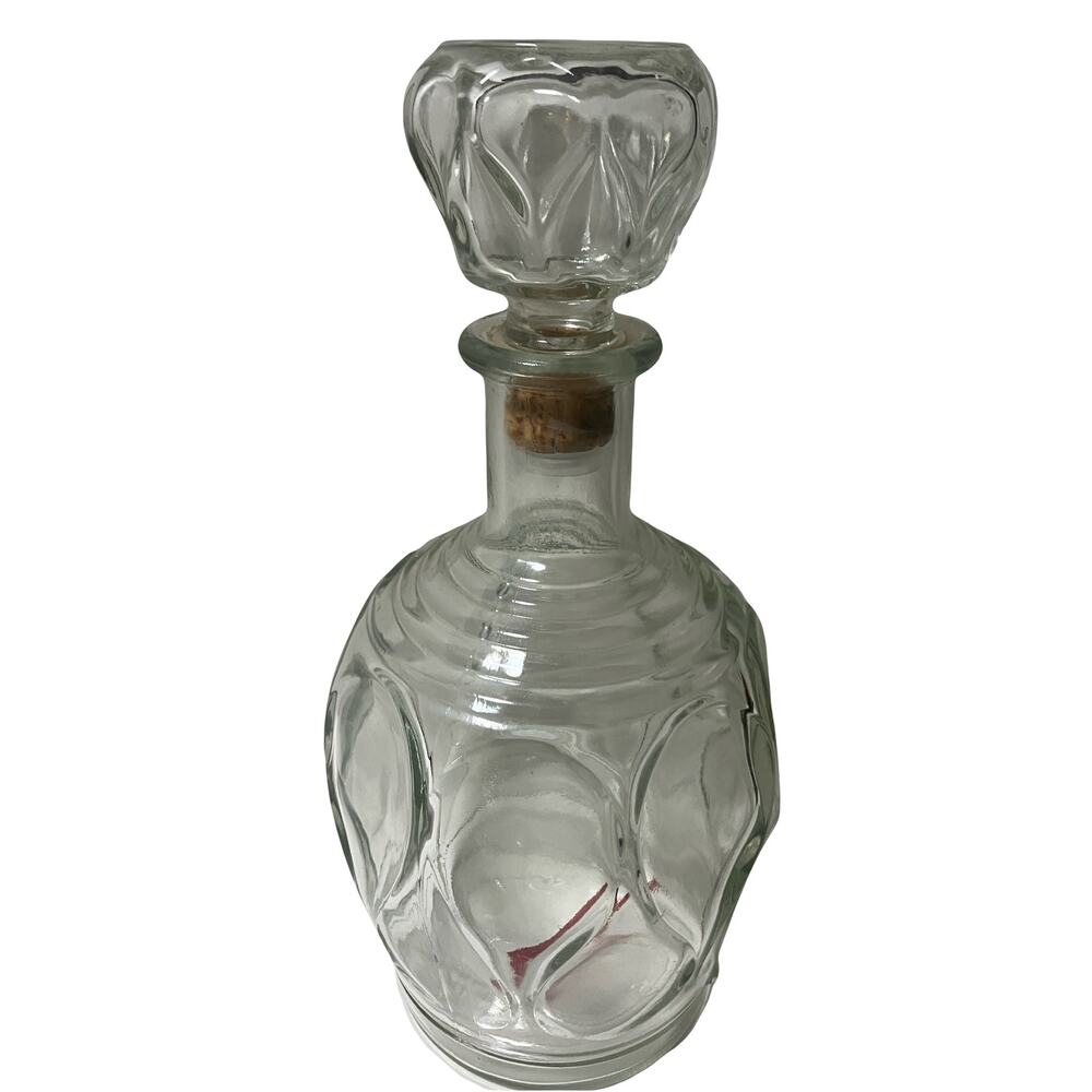 1960s MCM Decanter VTG Glass Stopper Clear Teardrop 9.5" Tall Mid Century Modern